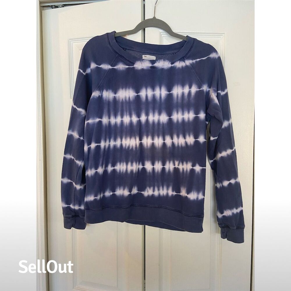 GAP Unisex Tie-Dye Sweatshirt Blue Crew Neck Long Sleeve Size M